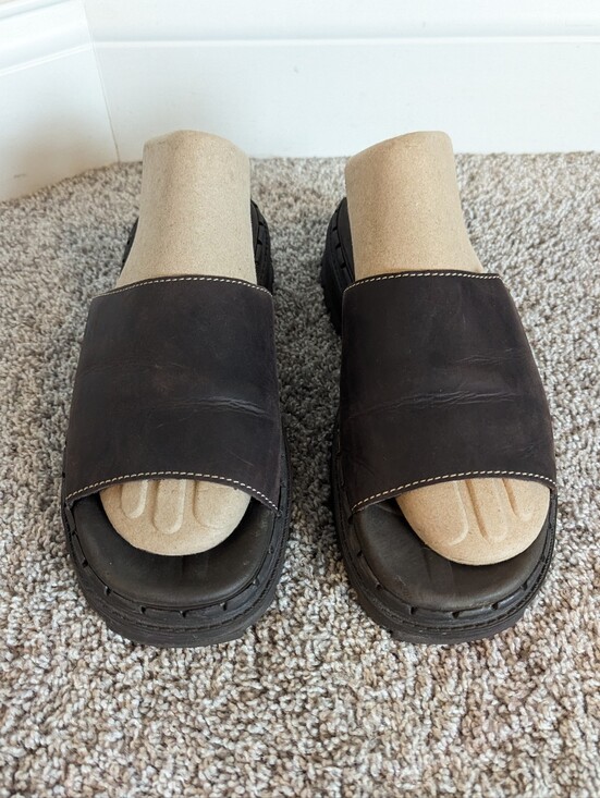 Skechers Jammers Vintage 90s Y2K Chunky Platform Slide Leather Sandal sz 11